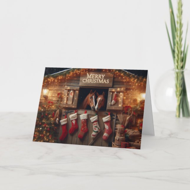 Cartes de voeux de Noël pour les chevaux. (Devant)