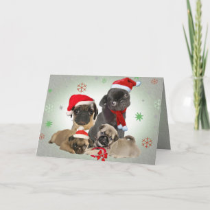 Cartes de voeux de pattes de Père Noël de carlin