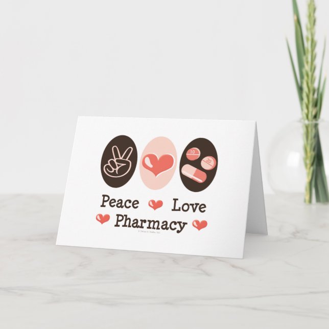 Cartes de voeux de pharmacie d'amour de paix (Devant)