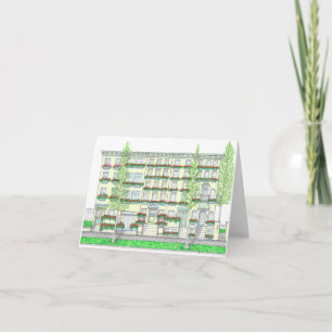 Cartes de vœux de printemps de rangée de maisons