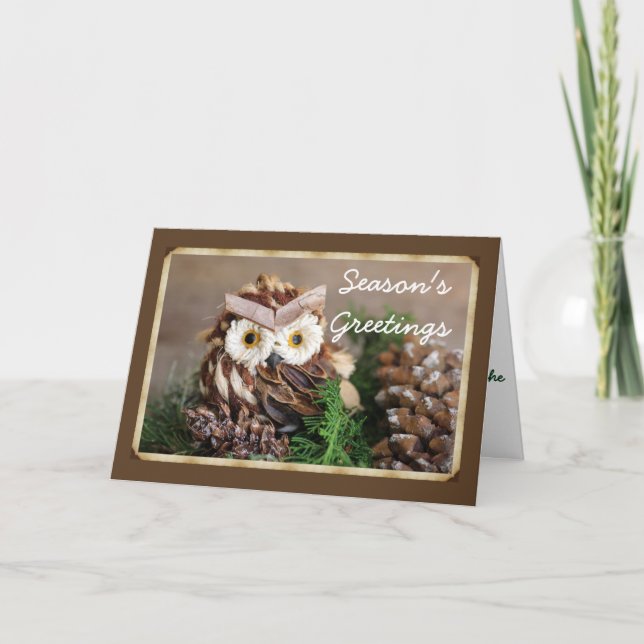 Cartes de vœux de vacances de hibou avec enveloppe (Devant)