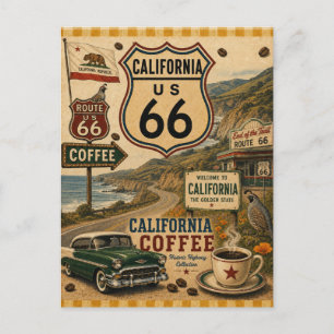 Cartes de vœux de voiture classique de café de Cal