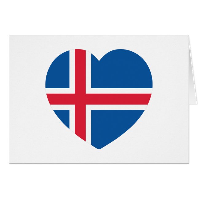 Cartes de voeux du drapeau du coeur islandais (Devant horizontal)