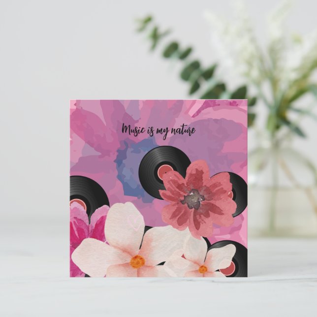 Cartes de voeux en fleurs et vinyle (Debout devant)
