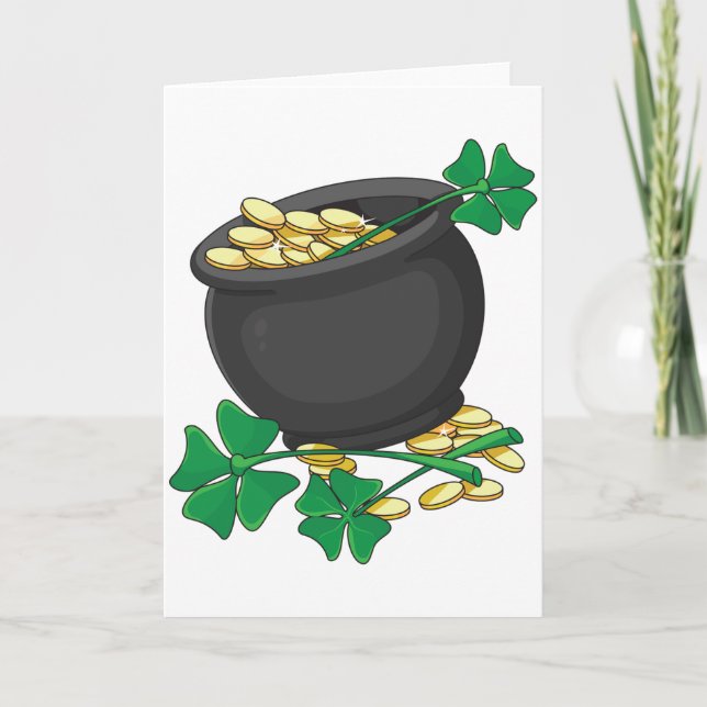 Cartes de voeux en or Lucky Pot (Devant)