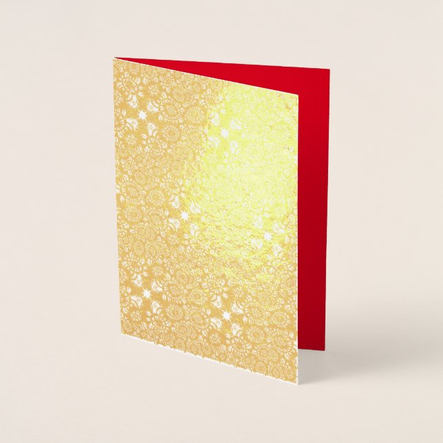 Cartes de vœux en papier métallisé Noël Vert Rouge (Devant)