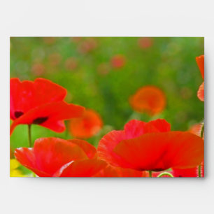 Cartes de vœux enveloppes fleurs de pavot rouge