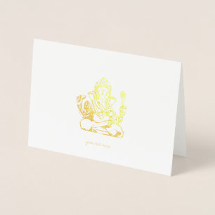 Cartes de voeux Etched Gold Foil Ganesha