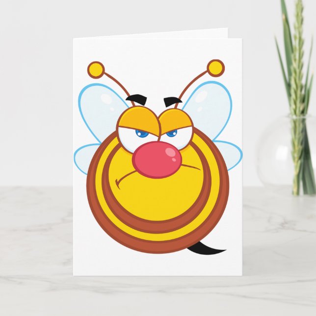 Cartes de voeux fâchées d'abeille de miel (Devant)
