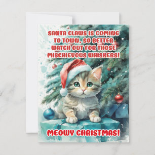 Cartes de voeux "FUNNY CAT MEOWY CHRISTMAS"