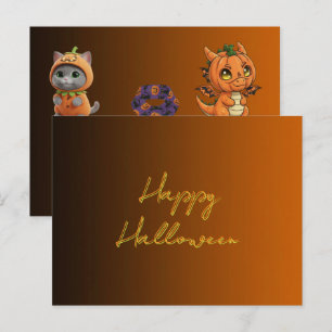 Cartes de vœux Halloween Joyeux Monstres Mignons