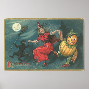Cartes de voeux Halloween vintage Affiches classiq