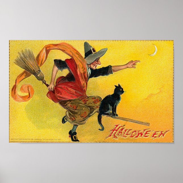 Cartes de voeux Halloween vintage Affiches classiq (Devant)