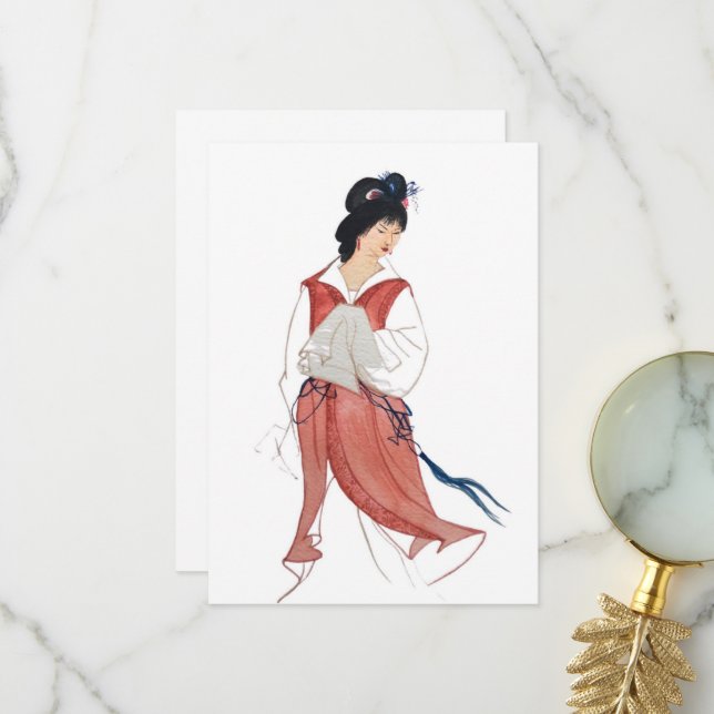 Cartes de voeux Japonaises Geisha (Devant/Arrière en situation)