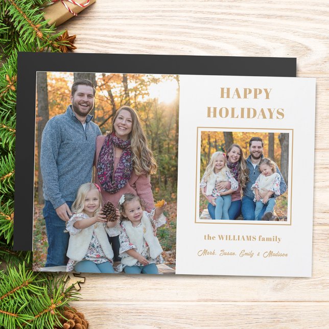 Cartes de vœux Joyeuses Fêtes Or Moderne à Deux Ph (Créateur téléchargé)