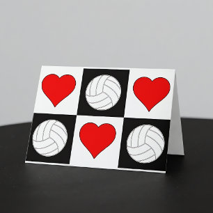 Cartes de vœux mignonnes à carreaux Volleyballs &