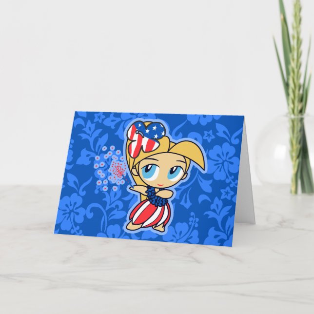 Cartes de voeux patriotiques de fille de danse (Devant)