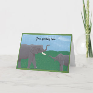 Cartes de vœux Peinture Mère et éléphants enfants