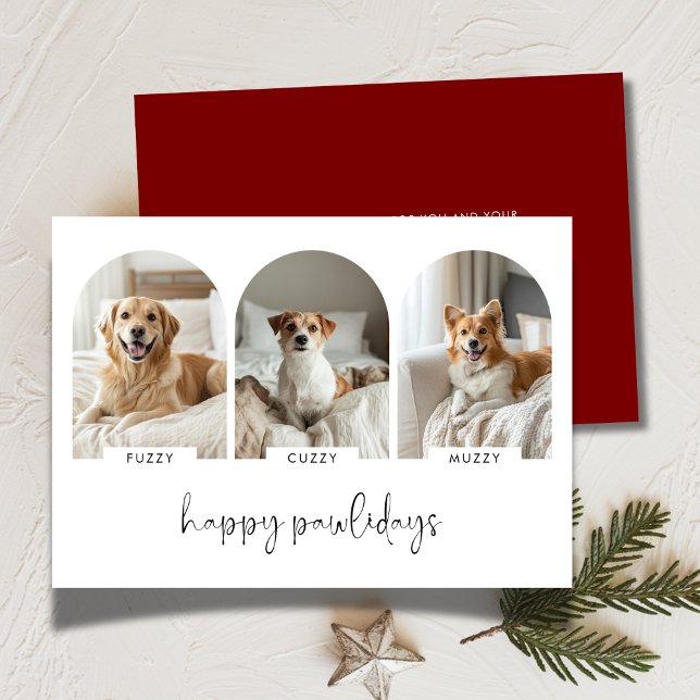 Cartes de vœux photo Joyeuses Pawlidays avec nom d (Créateur téléchargé)