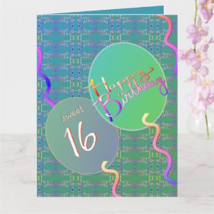 Cartes de vœux pliées avec ballons pour Sweet 16
