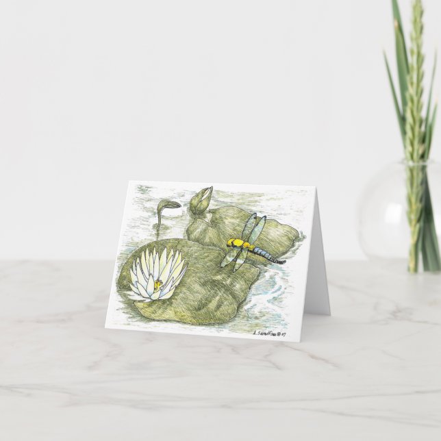 Cartes de voeux pliées en couleurs de libellules e (Devant)