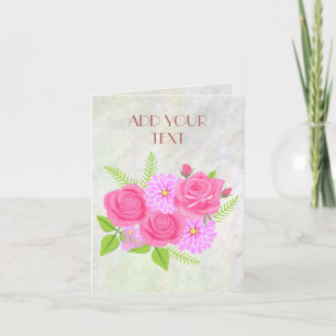 Cartes de vœux pliées Fleurs de roses et dahlias