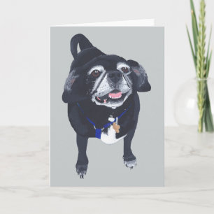Cartes de voeux pour chien de Carlin heureux
