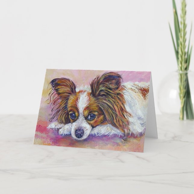 Cartes de voeux pour chien de Papillon (Devant)