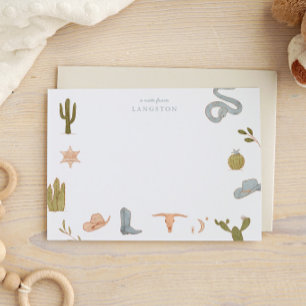 Cartes de vœux pour enfants en bleu cowboy occiden