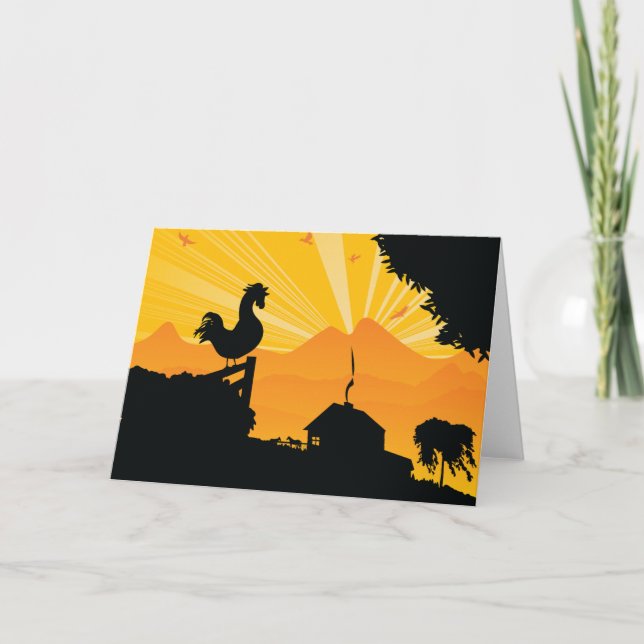 Cartes de voeux pour le paysage de la ferme-coq (Devant)