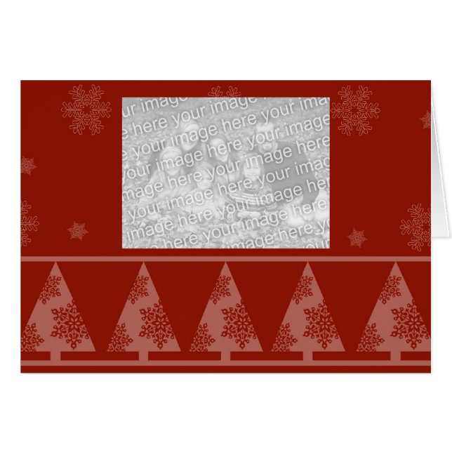 Cartes de voeux Red Snowflake et Christmas Tree (Devant Horizontal)