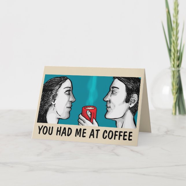 CARTES DE VOEUX ROMANTIQUE SUR L'AMOUR DU CAFÉ (Devant)