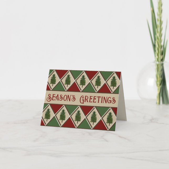 Cartes de vœux sapins et arlequin (Devant)