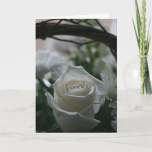 Cartes de voeux uniques de rose blanc de carte de