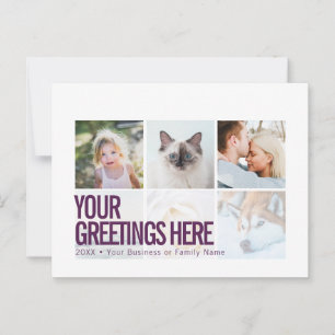 Cartes de vœux universelles modernes Purple White