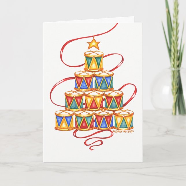 Cartes de vœux vierges Arbre de Noël de Tambours (Devant)