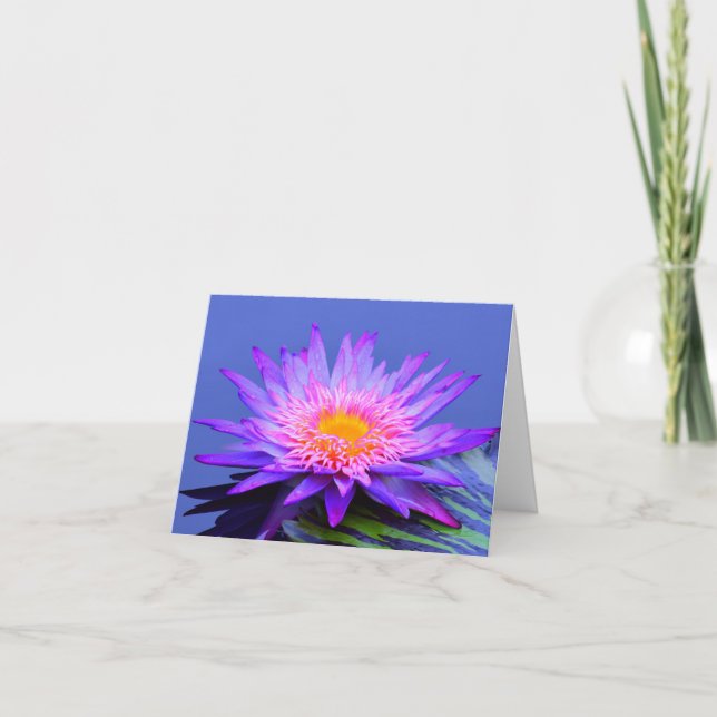 Cartes de vœux vierges Fleur de Lys Bleu Violet (Devant)