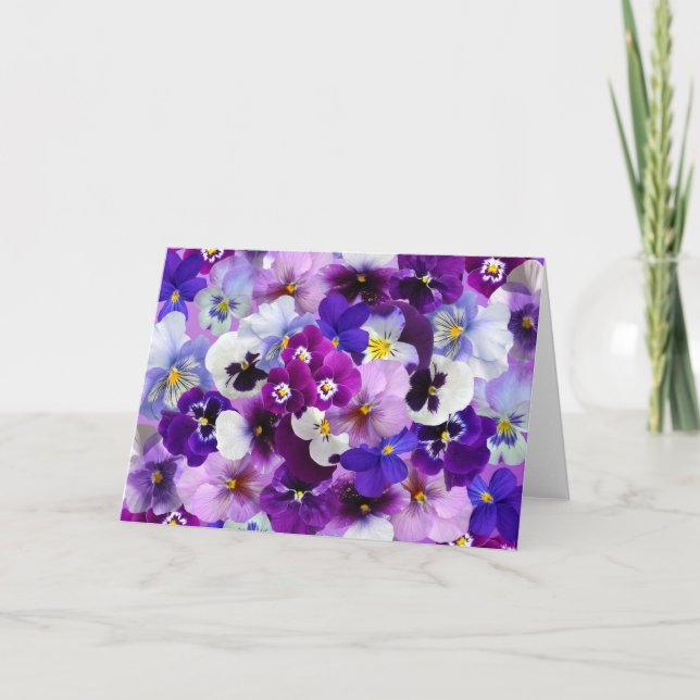 Cartes de vœux vierges Fleurs de printemps Pensées (Devant)