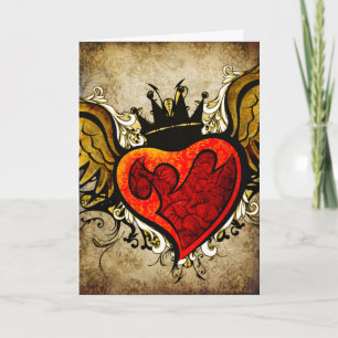 Cartes de voeux vintages de coeur ailes en tatouag