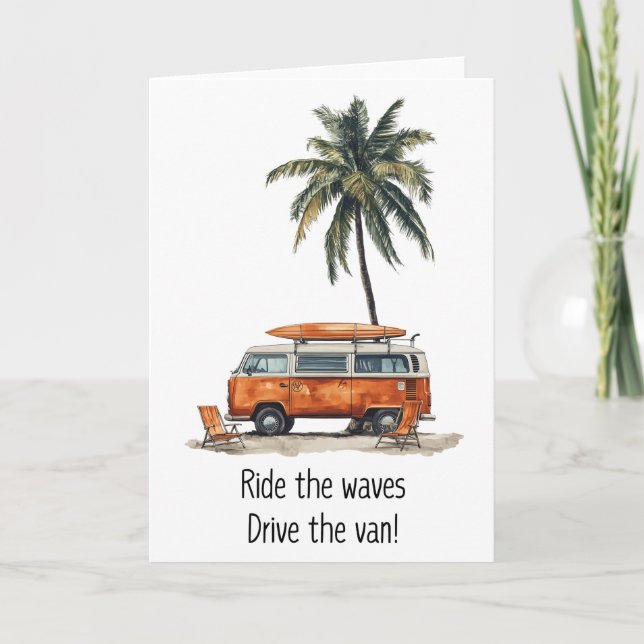 Cartes de voeux VW Campervan Waves (Devant)