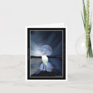 Cartes de voeux White Egret, Aurora & Moon