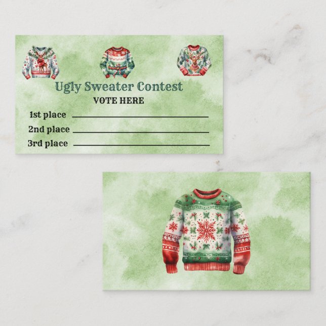 Cartes de vote du concours de pull moche (Devant / Derrière)