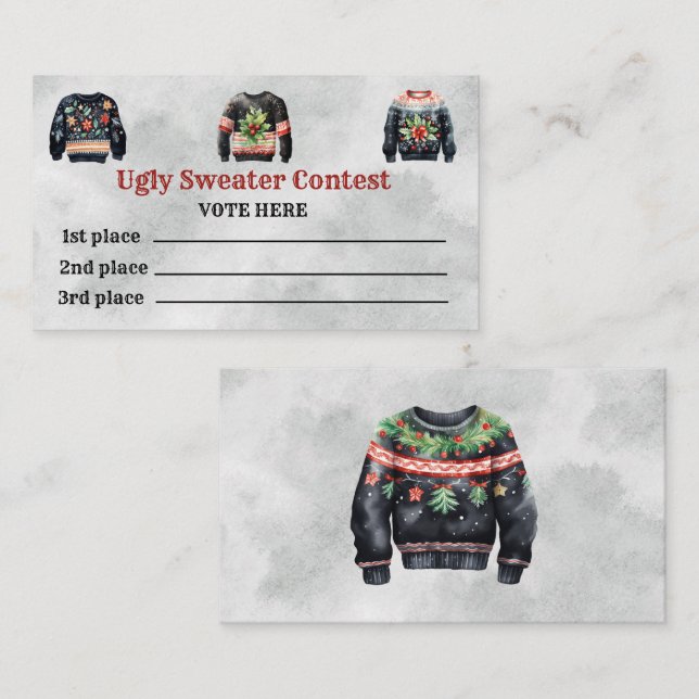 Cartes de vote du concours de pull moche (Devant / Derrière)