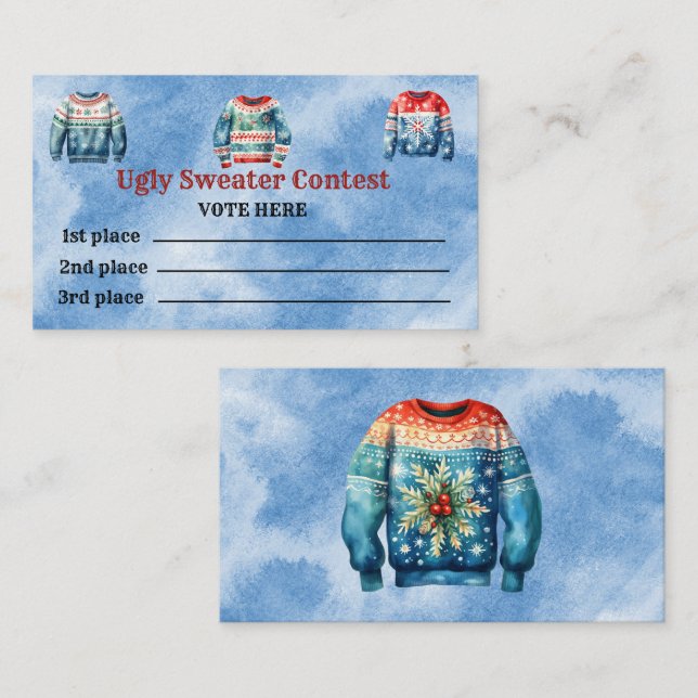 Cartes de vote du concours de pull moche (Devant / Derrière)