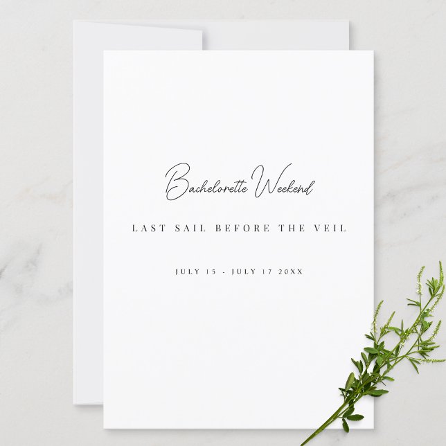 Cartes de week-end Bachelorette Blanche moderne et (Créateur téléchargé)