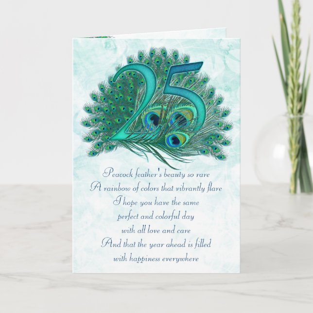 Cartes décoratives numérotées de 25 ans (Devant)