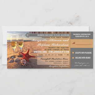 Cartes d'embarquement pour mariage Sunset beach