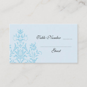 Cartes d'emplacement de table Blue Mariage damassé