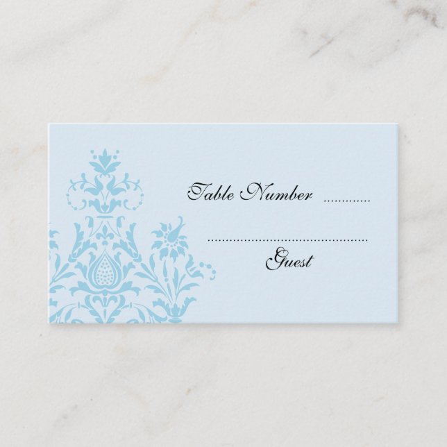 Cartes d'emplacement de table Blue Mariage damassé (Devant)