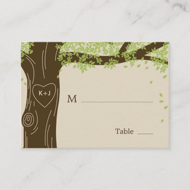 Cartes d'emplacement plat Mariage en chêne (Devant)